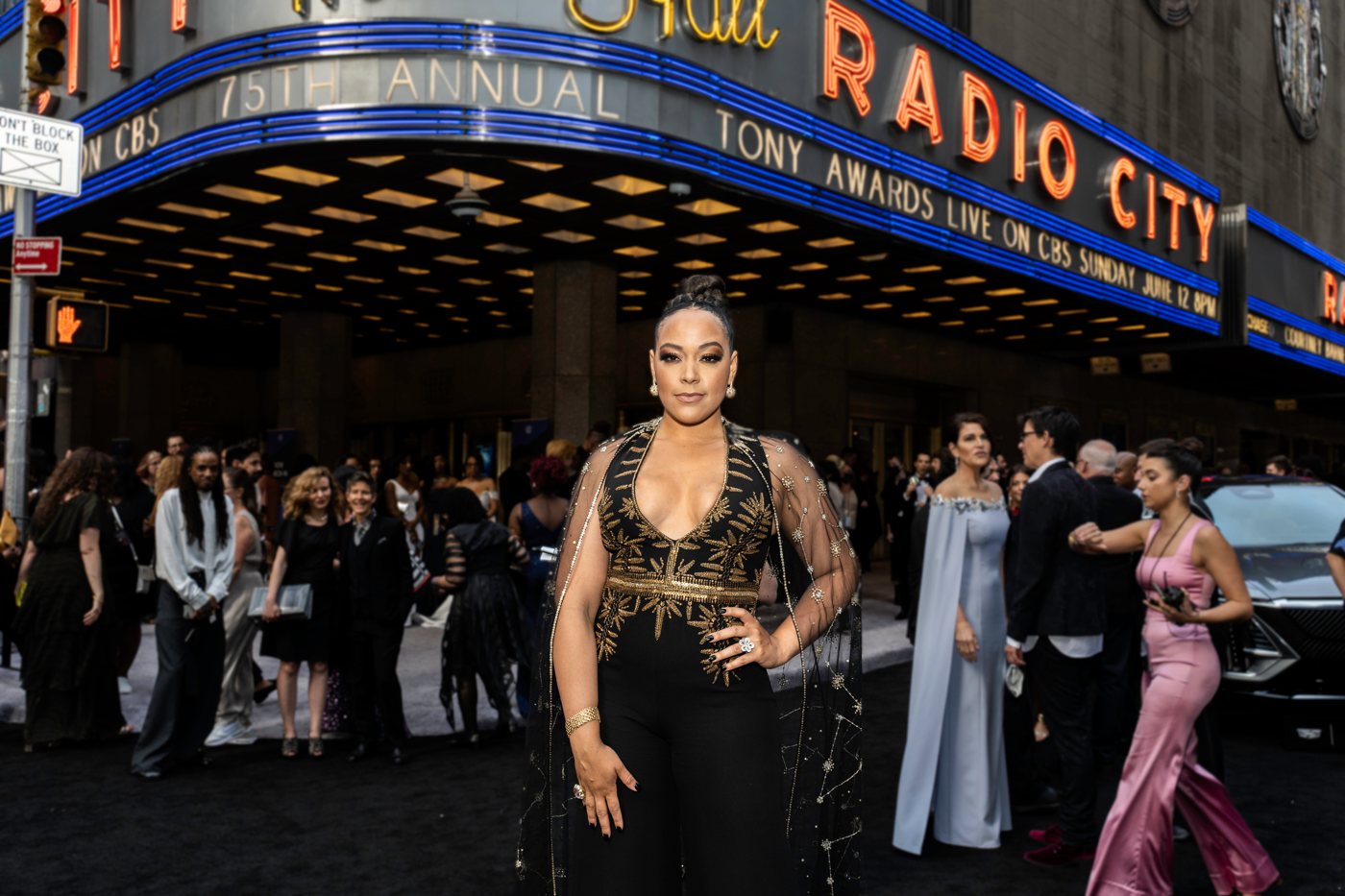 Red carpet portrait in front of the Radio City marquee